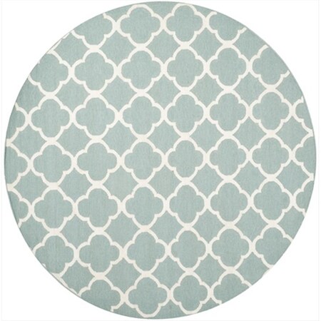 Safavieh 7 x 7 ft. Round Contemporary Dhurries- Blue and Ivory- Flatweave Rug DHU627A-7R